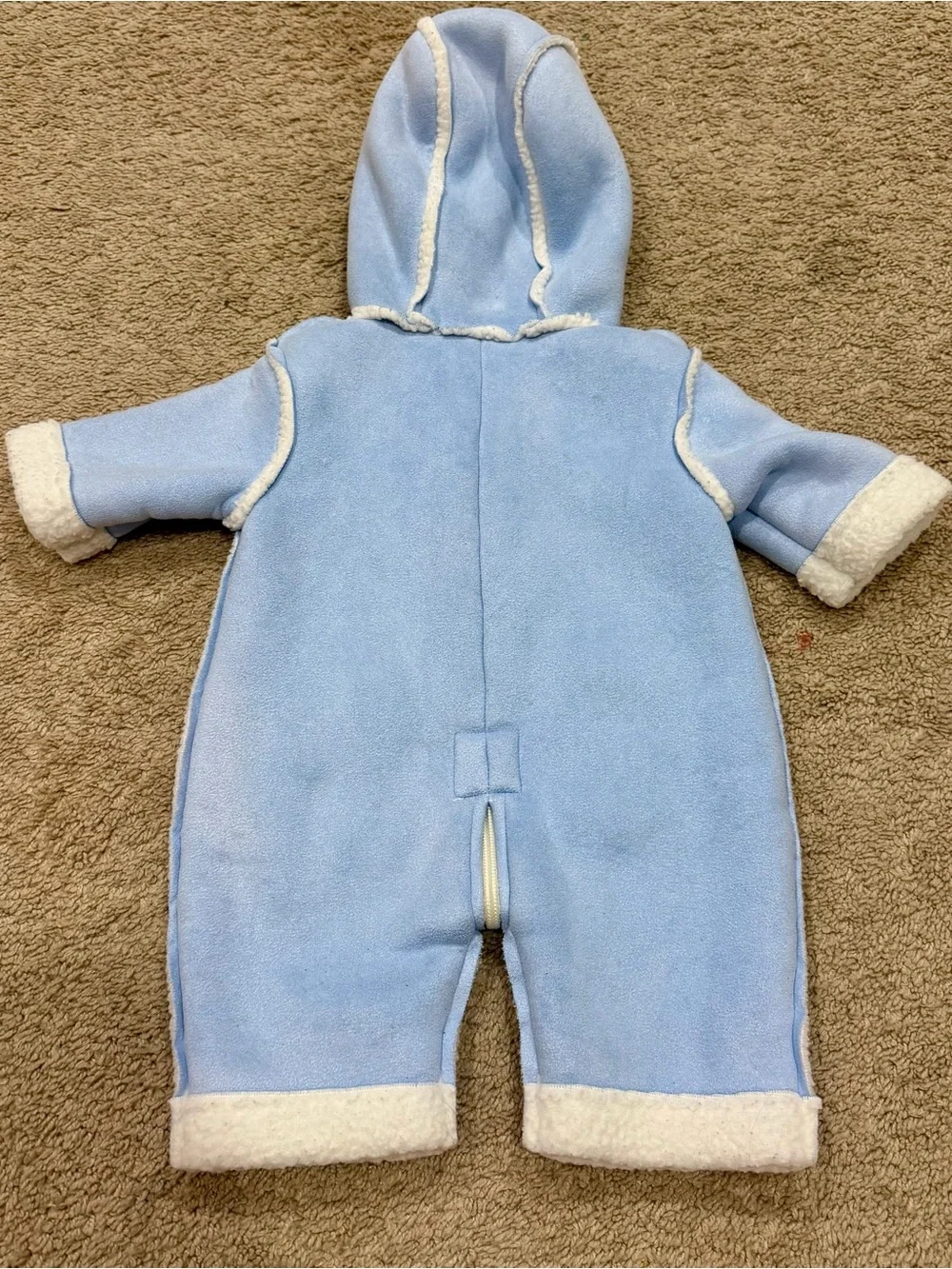 Happy Kids Suit Baby 0-3 Months Baby Blue Hooded Faux Suede Sherpa Fleece